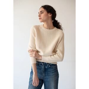 Demylee New York Chelsea cotton sweater knit small preppy coastal off white